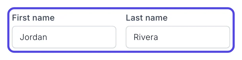 The First name and Last name boxes, circled, filled in with Jordan and Rivera.