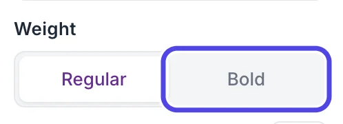 The Weight buttons, Regular and Bold, in the settings panel for the Buyer field. Bold is circled.